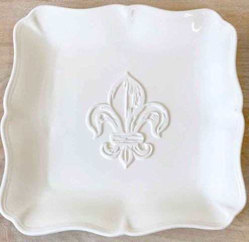 NolaCajun Fleur de Lis Embossed Platter Louisiana Cajun Entertaining New Orleans