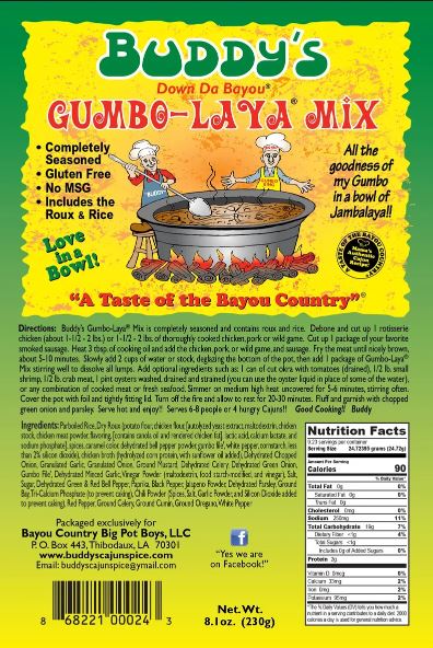 NolaCajun Buddy's Down Da Bayou Gumbo-Laya Mix Louisiana Cajun Gumbo Jambalaya