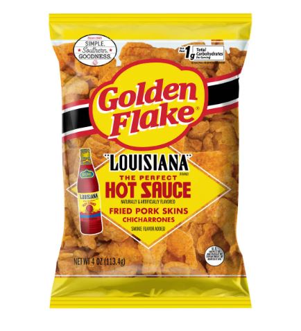 NolaCajun Golden Flake Louisiana Hot Sauce Pork Skins 4oz Louisiana Cajun Snack New Orleans