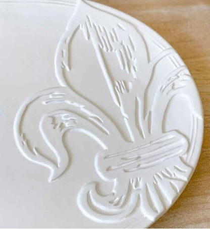 NolaCajun Tuscan Fleur de Lis Embossed Platter Detail Louisiana Cajun Entertaining New Orleans