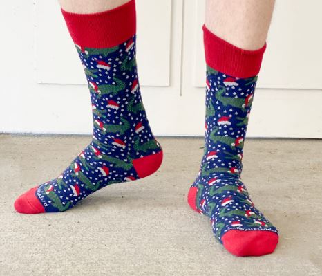 NolaCajun Mens Santa Gator Socks Louisiana Cajun Christmas Socks New Orleans