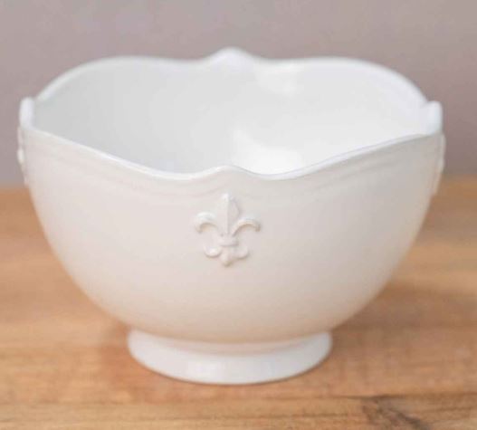 NolaCajun La Fleur 5 inch Bowl White Louisiana Cajun Entertaining New Orleans