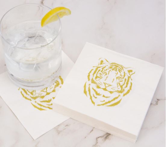 NolaCajun Easy Tiger Cocktail Napkins Louisiana Tiger Spirit Entertaining New Orleans