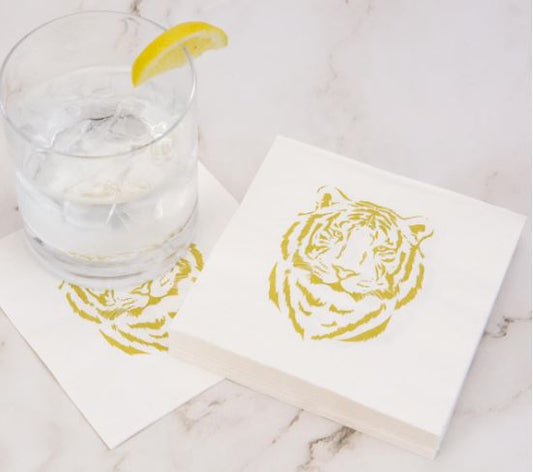 NolaCajun Easy Tiger Cocktail Napkins Louisiana Tiger Spirit Entertaining New Orleans