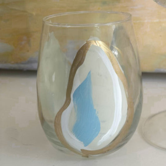 NolaCajun Hand Painted Triple Oyster Glassware Louisiana Cajun Barware New Orleans