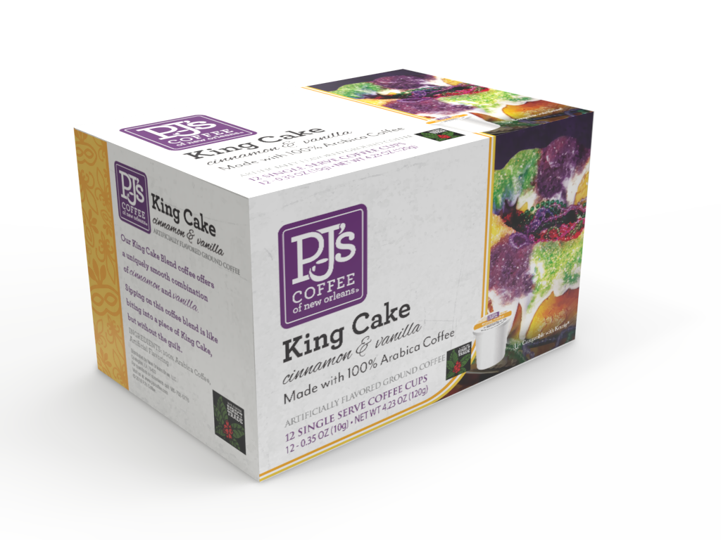 NolaCajun PJs Coffee of New Orleans Single Serve Cups King Cake Louisiana Coffee New Orleans