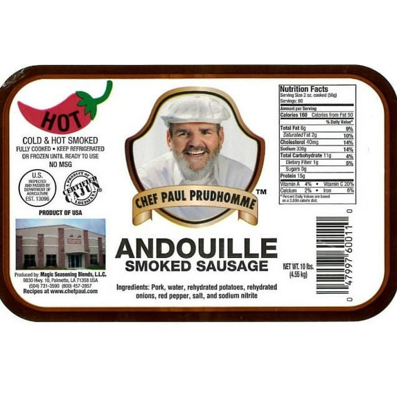 NolaCajun Chef Paul Prudhomme Andouille Smoked Sausage Package Louisiana Cajun