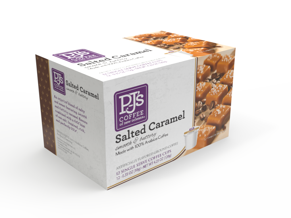 NolaCajun PJs Coffee of New Orleans Single Serve Cups Salted Caramel Louisiana Coffee New Orleans