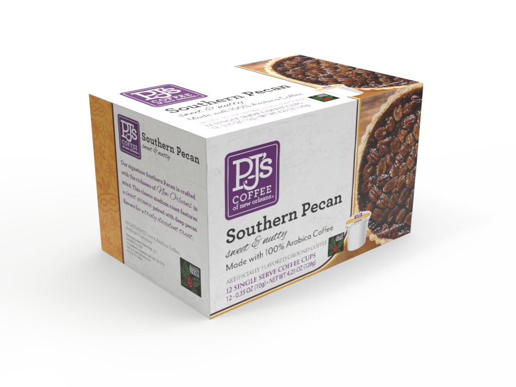 NolaCajun PJs Coffee of New Orleans Single Serve Cups Southern Pecan Louisiana Coffee New Orleans