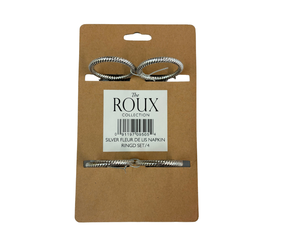 NolaCajun Silver Fleur Napkin Rings set detail New Orleans silver fleur de lis table decor