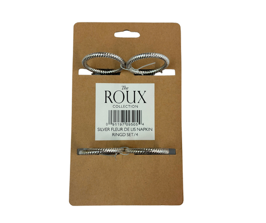NolaCajun Silver Fleur Napkin Rings set detail New Orleans silver fleur de lis table decor