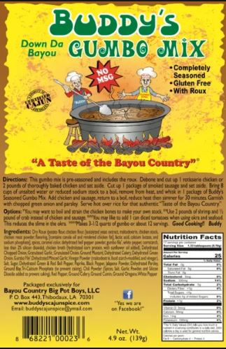 NolaCajun Buddys Down Da Bayou Gumbo Mix Louisiana Cajun Gumbo New Orleans