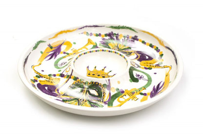 NolaCajun New Mardi Gras Mask Chip and Dip Bowl Detail Louisiana Mardi Gras Entertaining