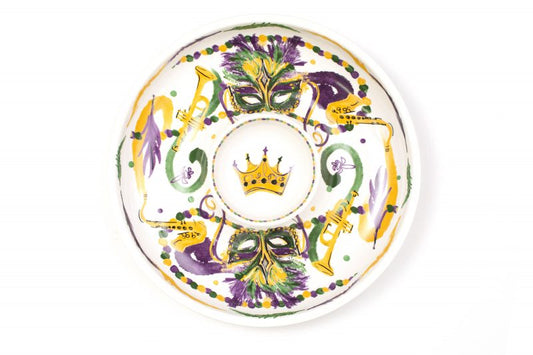NolaCajun New Mardi Gras Mask Chip and Dip Bowl Louisiana Mardi Gras Entertaining New Orleans