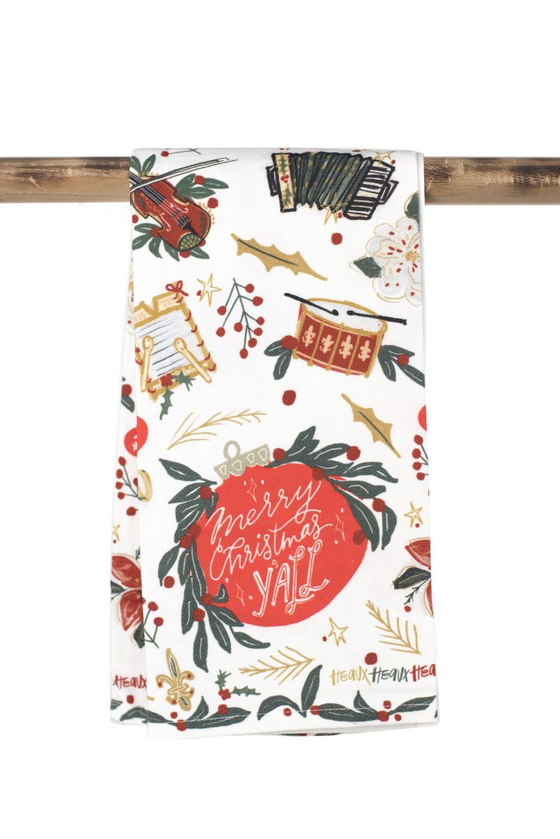 NolaCajun Kitchen Towel Merry Christmas Yall Louisiana Cajun Holiday Kitchen Decor New Orleans