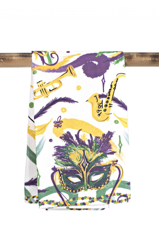 NolaCajun Kitchen Towel New Mardi Gras Mask Louisiana Mardi Gras Kitchen Decor New Orleans