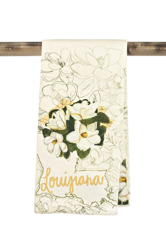 NolaCajun Kitchen Towel Painted Magnolia Louisiana Southern Kitchen Decor New Orleans
