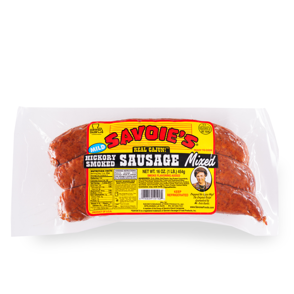 NolaCajun Savoie's Smoked Mixed Sausage Mild Front View Louisiana Cajun Sausage