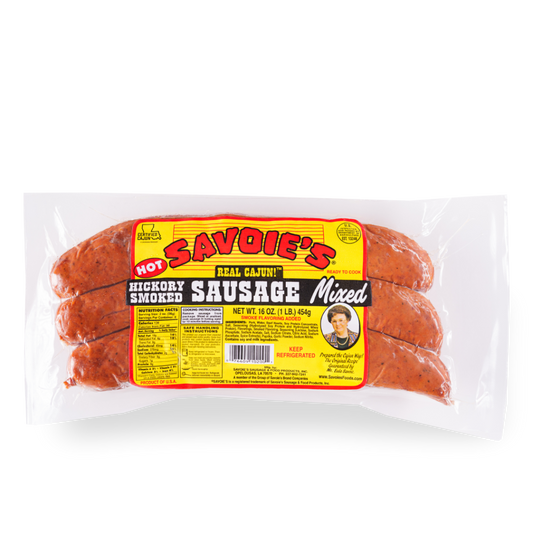 NolaCajun Savoie's Smoked Mixed Sausage Hot Package Louisiana Cajun Hot Sausage
