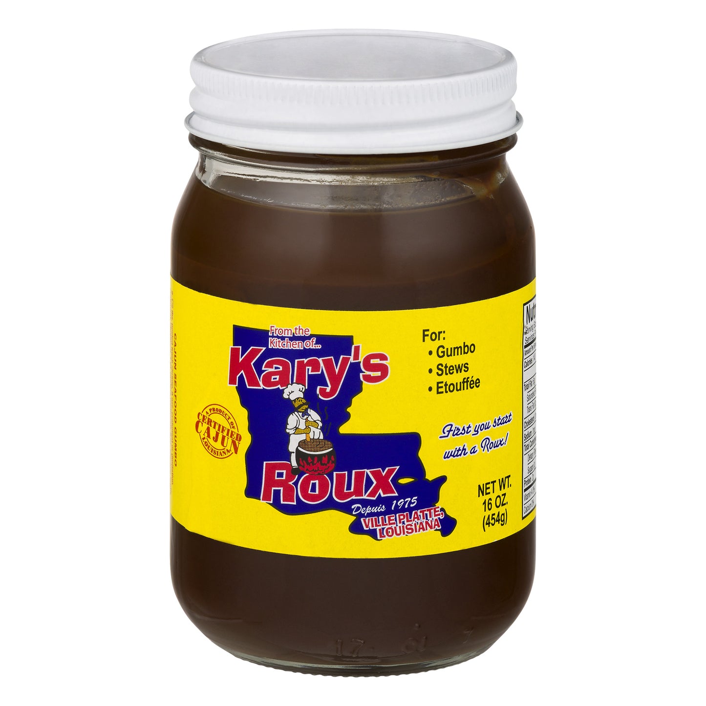 NolaCajun Kary's Roux Louisiana dark cooked roux jar authentic Cajun gumbo base