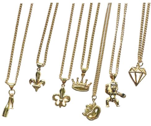 NolaCajun Gold Mardi Gras Charm Necklace Louisiana Mardi Gras Jewelry New Orleans