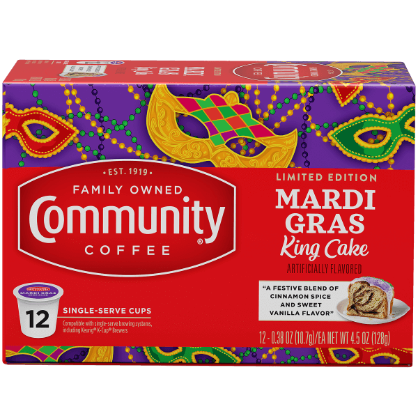 Community Coffee King Cake Single Serve Cups 12ct - Louisiana Mardi Gras King Cake K-Cups