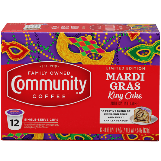 Community Coffee King Cake Single Serve Cups 12ct - Louisiana Mardi Gras King Cake K-Cups