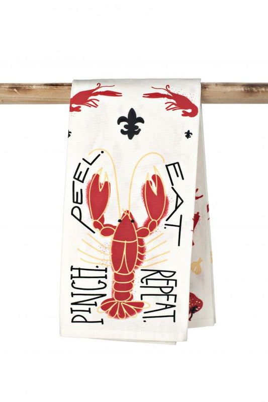 NolaCajun Kitchen Towel Pinch Peel Eat and Repeat Louisiana Cajun