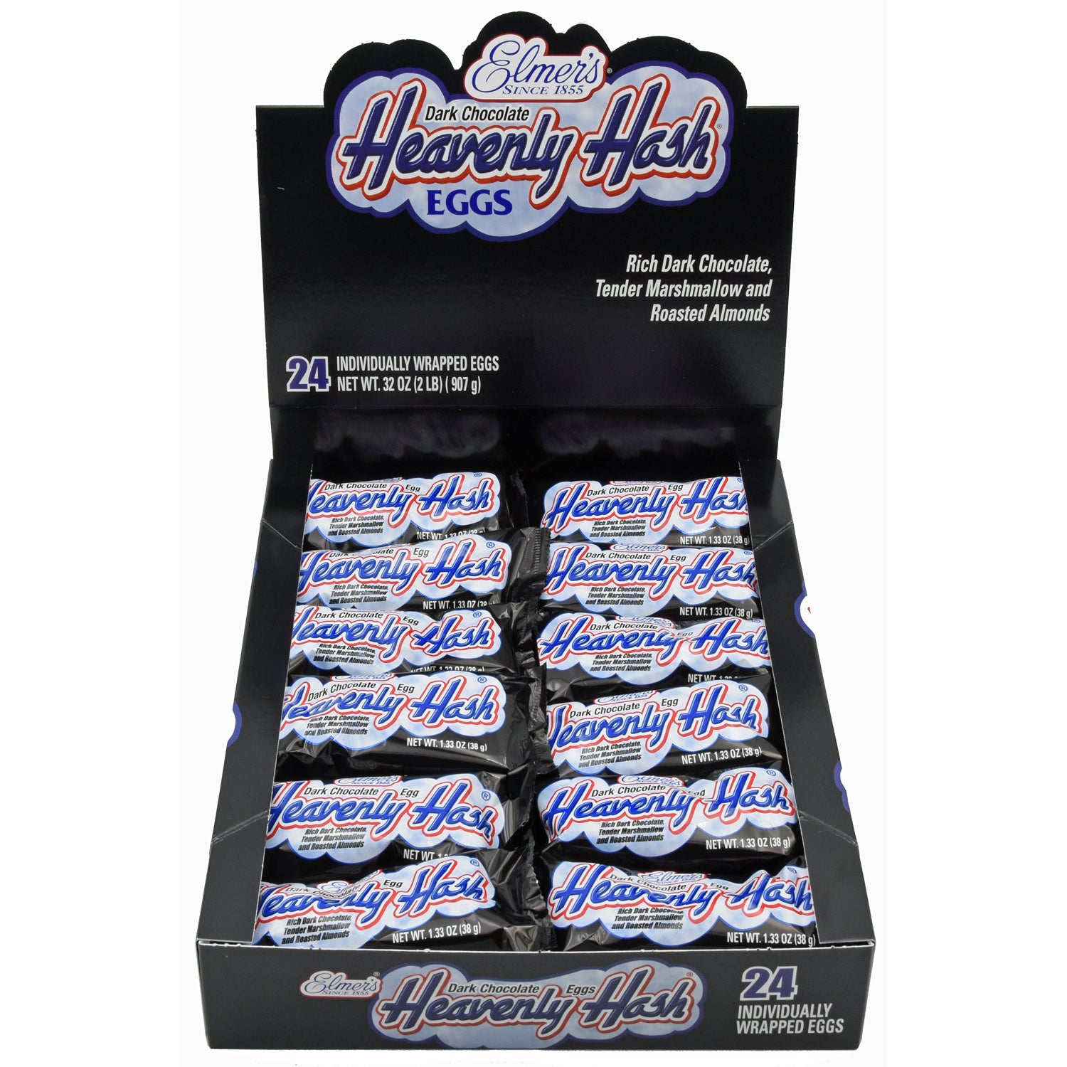 Elmer's Dark Chocolate Heavenly Hash Eggs 24ct Box - Louisiana Chocolate Candy