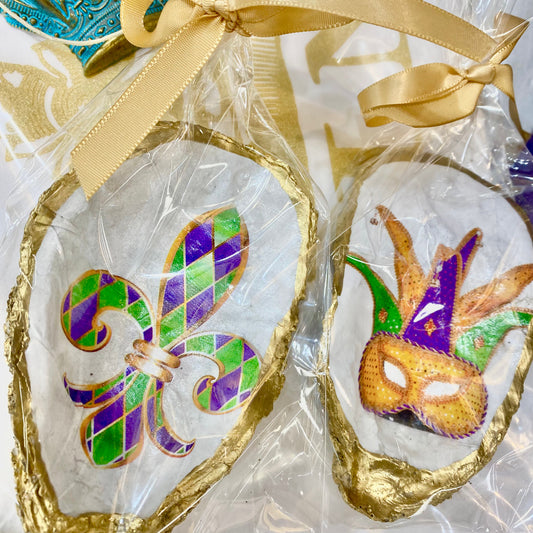 NolaCajun Mardi Gras Decorative Oyster Shell Louisiana Mardi Gras Decor New Orleans