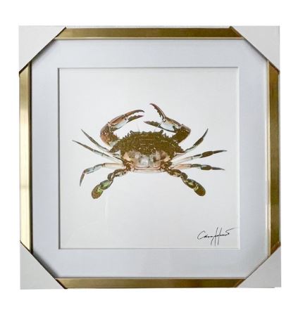 NolaCajun Framed Gold Foil Crab Louisiana Cajun Wall Art New Orleans