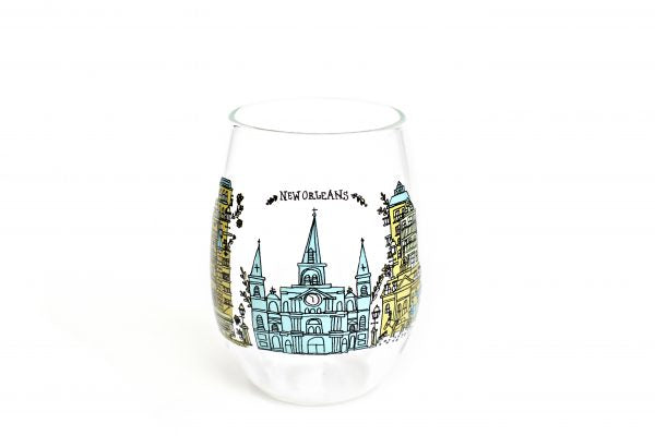 NolaCajun Sketchy Stemless Wine Glass New Orleans Louisiana