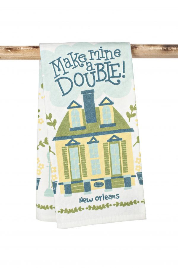 NolaCajun Kitchen Towel Make Mine a Double Louisiana Cocktail Humor New Orleans