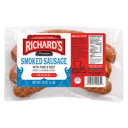 NolaCajun Richards Original Smoked Pork Beef Sausage Louisiana