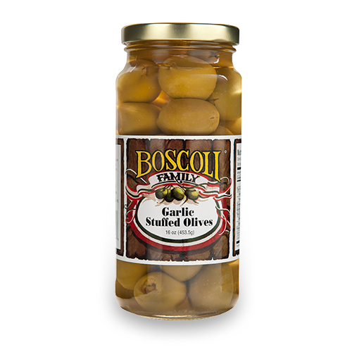 Boscoli Garlic Stuffed Olives 16oz - New Orleans Italian Gourmet Olives