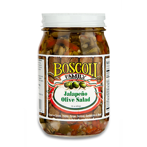 Boscoli Jalapeno Olive Salad 16oz - New Orleans Spicy Muffuletta Olive Mix