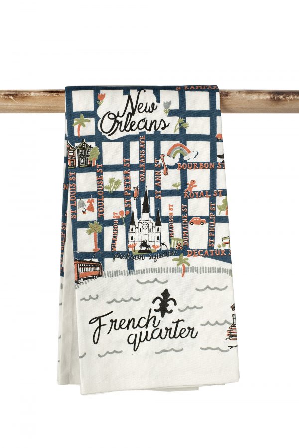 NolaCajun Kitchen Towel French Quarter Map Louisiana New Orleans Map Kitchen Gift
