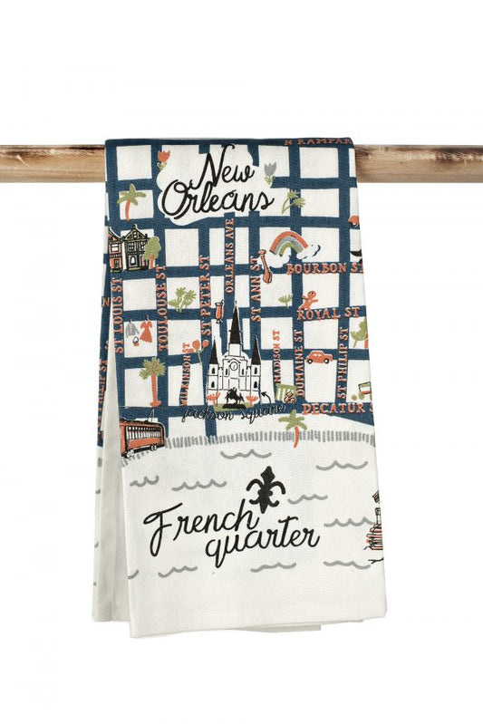 NolaCajun Kitchen Towel French Quarter Map Louisiana New Orleans Map Kitchen Gift
