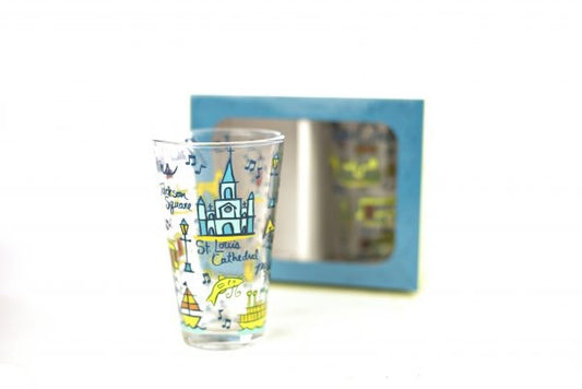 NolaCajun New Orleans Juice Glasses Set of 2 French Quarter New Orleans souvenir juice glass set