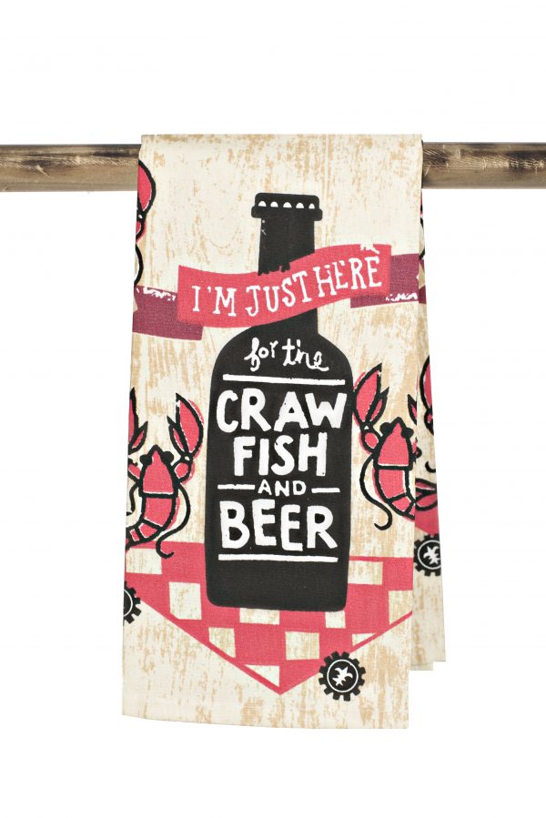 NolaCajun Kitchen Towel Here for the Crawfish and Beer Louisiana
