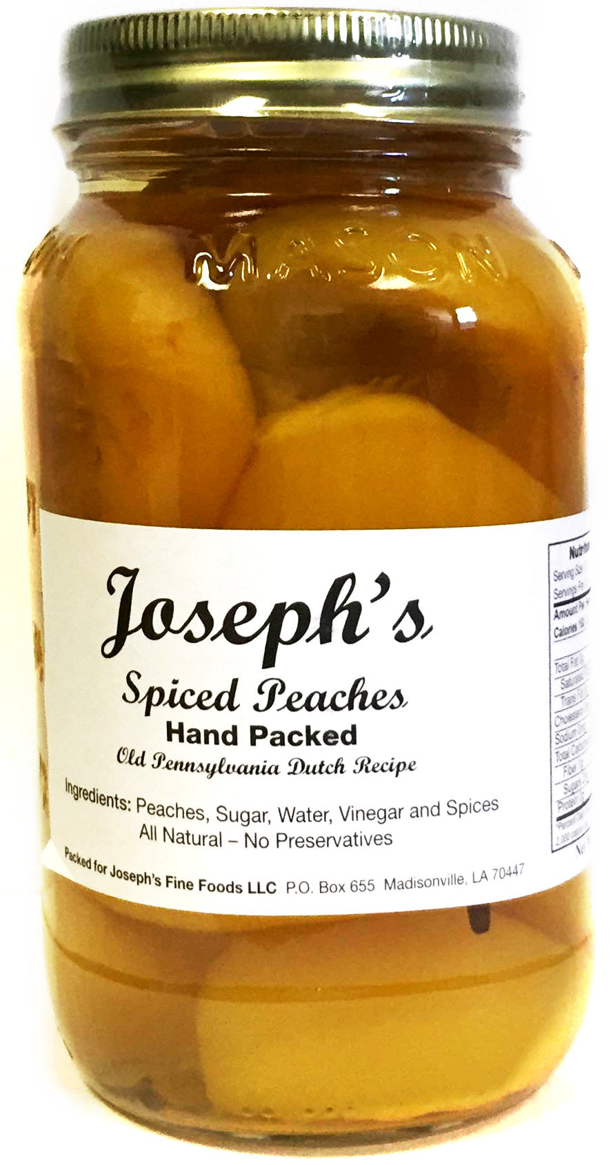 NolaCajun Joseph's Spiced Peaches Louisiana sweet Southern spiced peach preserve jar