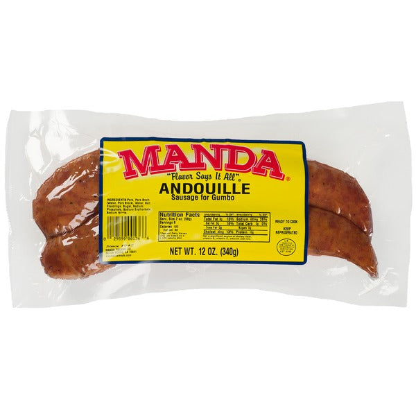 NolaCajun Manda Andouille Louisiana Cajun smoked andouille pork sausage package