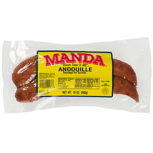 NolaCajun Manda Andouille Louisiana Cajun smoked andouille pork sausage package