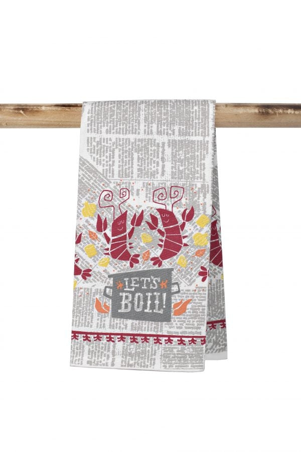 NolaCajun Let's Boil Kitchen Towel Louisiana Cajun crawfish boil party kitchen towel