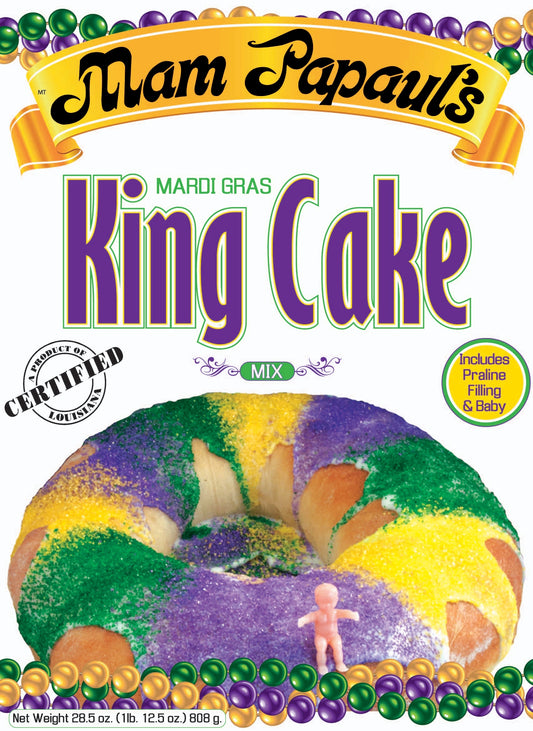 NolaCajun Mam Papaul's King Cake Mix Louisiana Mardi Gras king cake baking mix