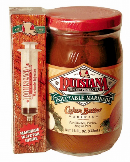 NolaCajun Louisiana Fish Fry Injectable Cajun Butter Marinade with Injector Louisiana turkey kit