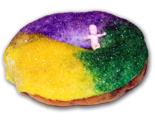 NolaCajun Gourmet Baby King Cake New Orleans Mardi Gras mini king cake detail view