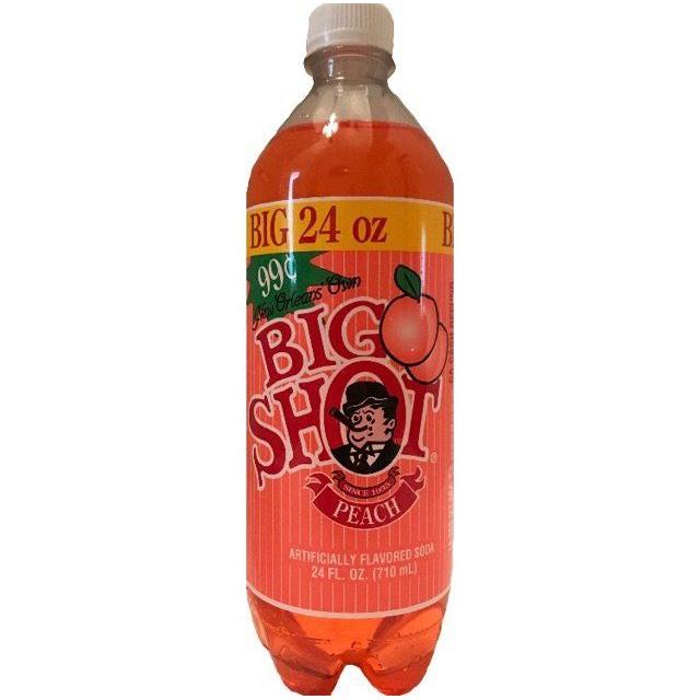 Big Shot Peach Soda 24oz - Louisiana New Orleans Peach Flavored Soda