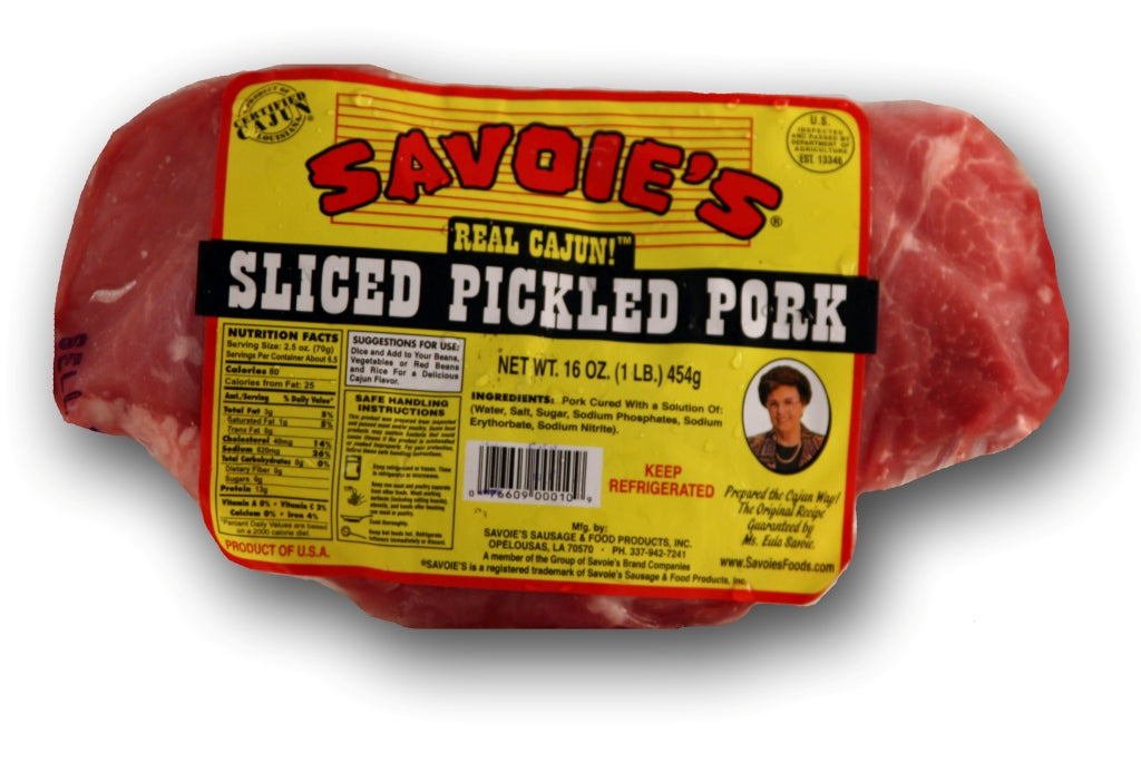 NolaCajun Savoie's Sliced Pickled Pork Louisiana Cajun Pickled Pork for Red Beans
