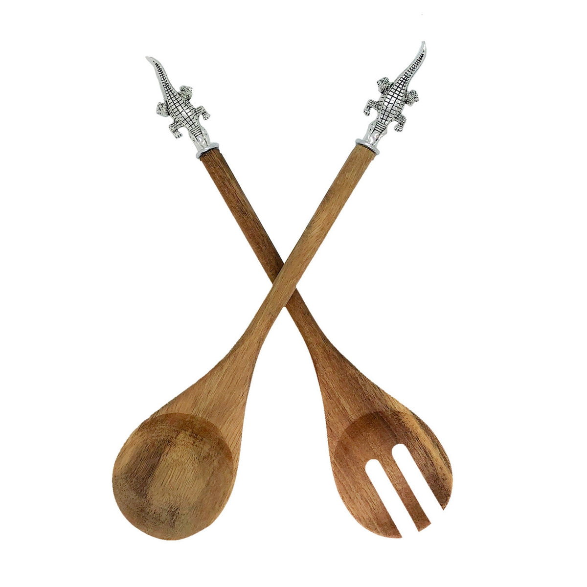 NolaCajun Wooden Alligator Salad Servers Louisiana Gator Serving Set New Orleans Kitchen